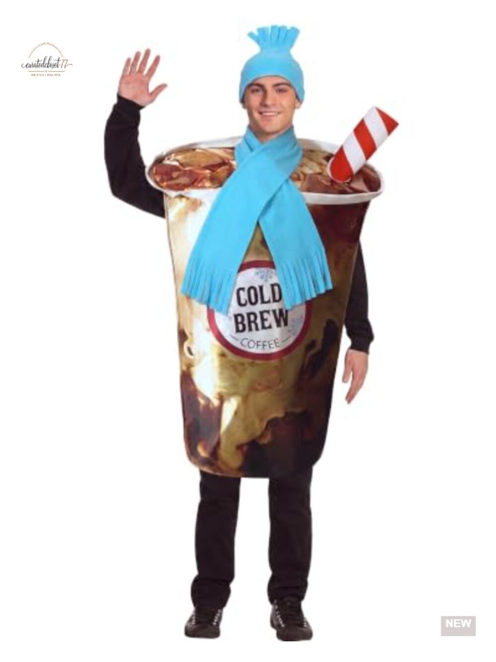 Halloween Cold Brew Coffee Cup Costume One Piece with Hat Scarf